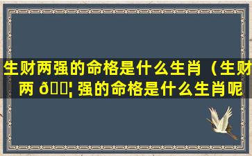 生财两强的命格是什么生肖（生财两 🐦 强的命格是什么生肖呢 🌻 ）